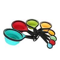 Mainstays 8-Piece Collapsible Silicone Measuring Cup and Measuring Spoon Set, Mainstays 8 Piece Measuring Set