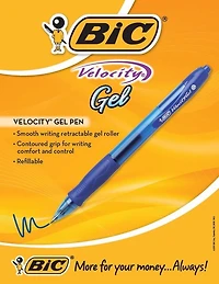 BIC Gel-ocity Original Retractable Gel Pen, Medium Point (0.7mm), Black Ink, 4-Count, Contoured Grip for Comfort and Control, 4 Pack
