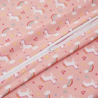 Ensemble de literie Marina Décoration pour enfants et filles, imprimé, en coton doux 600 fils, avec housse de couette et drap-housse, motif licorne rose et arc-en-ciel