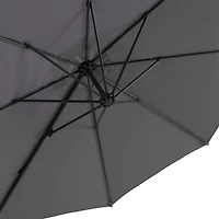 Parasol d'extérieur CorLiving déporté, inclinable et pivotant de 2,9 m (9,5 pi), avec structure en aluminium et acier et toile résistante, gris