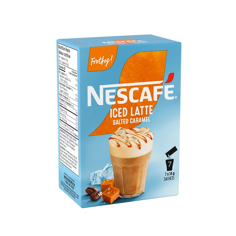 Iced Latte Salted Caramel Frothy Instant Coffee Mix, No Milk Needed, Just Add Water & Ice, Responsibly Sourced Coffee, No Artificial Colours, Flavours, Or Sweeteners, 101.5 g