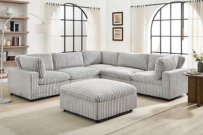 Canapé modulable ajustable avec pouf Colton de K-Living en tissu vison