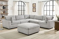 K-Living Colton Adjustable Modular Sectional with Ottoman in Mink Fabric