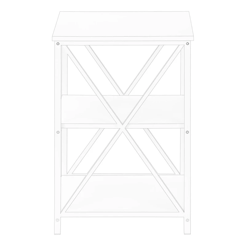 Monarch Specialties Accent Table, Side, End, Nightstand, Lamp, Living Room, Bedroom, White Laminate, White Metal, Contemporary, Modern