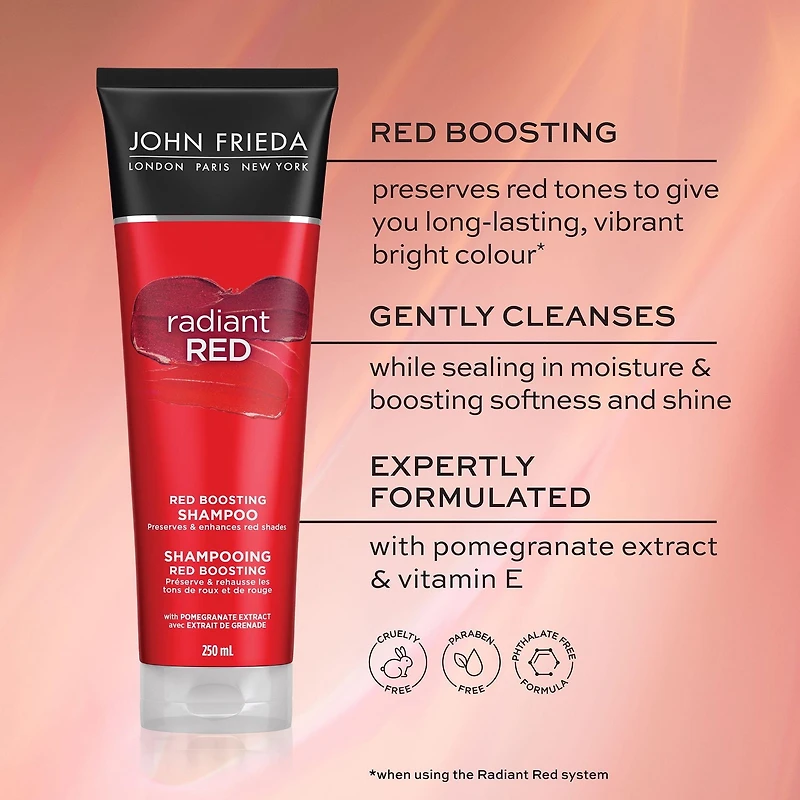 Shampooing avive-éclat Radiant Red Red Boosting de John Frieda 250 mL