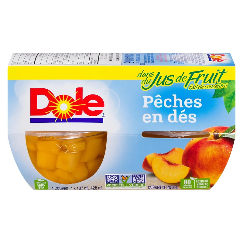 Dole Diced Peaches in Fruit Juices, 4 Cups, 428  mL