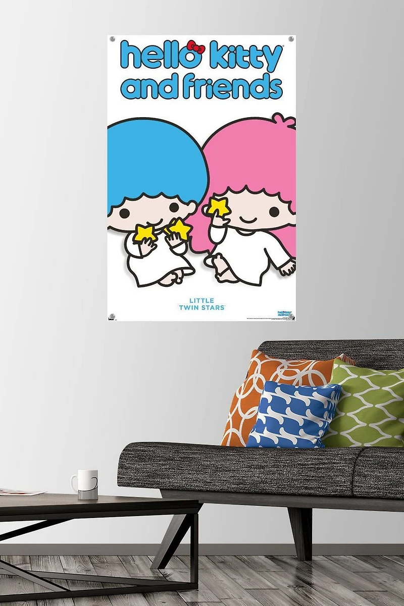 Hello Kitty and Friends: Hello - Little Twin Stars Feature Series Wall Poster with Pushpins, 22.375" x 34"