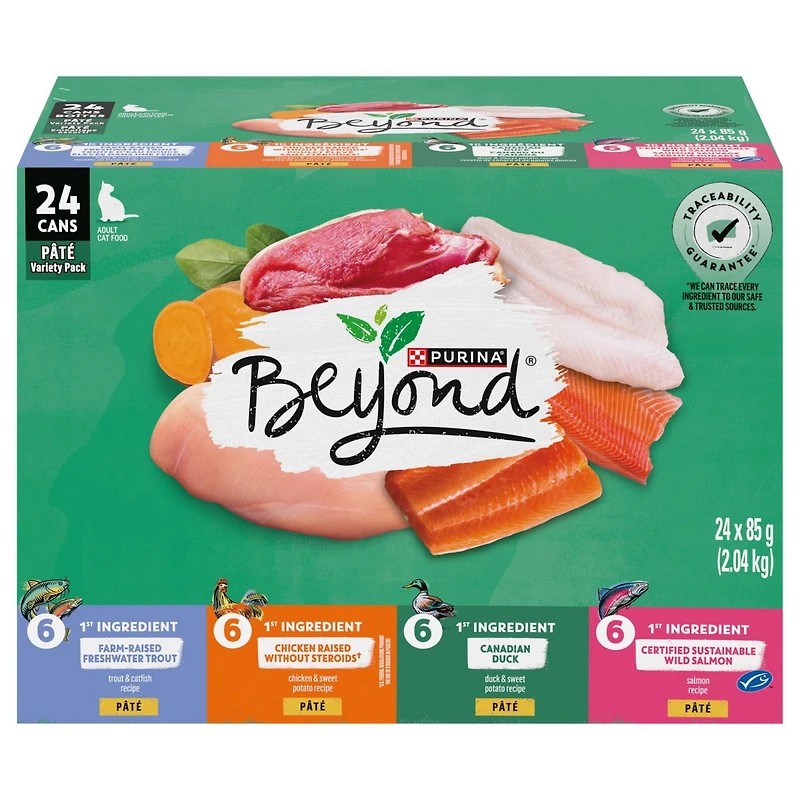 Beyond Sans Grains Pâté Assortiment 4 Saveurs, Nourriture Humide pour Chats 85 g x 24 85 g x 24