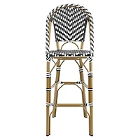 Noble House Outdoor Bar Stools Set of 4,PE Rattan French Barstool,Black+White