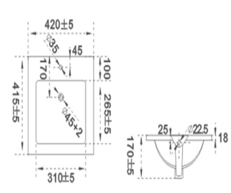 DROP Bath and Kitchen DR091065 Bathroom Vanity Top