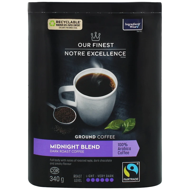 Our Finest Midnight Blend Ground Coffee, 340 g
