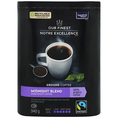 Our Finest Midnight Blend Ground Coffee, 340 g