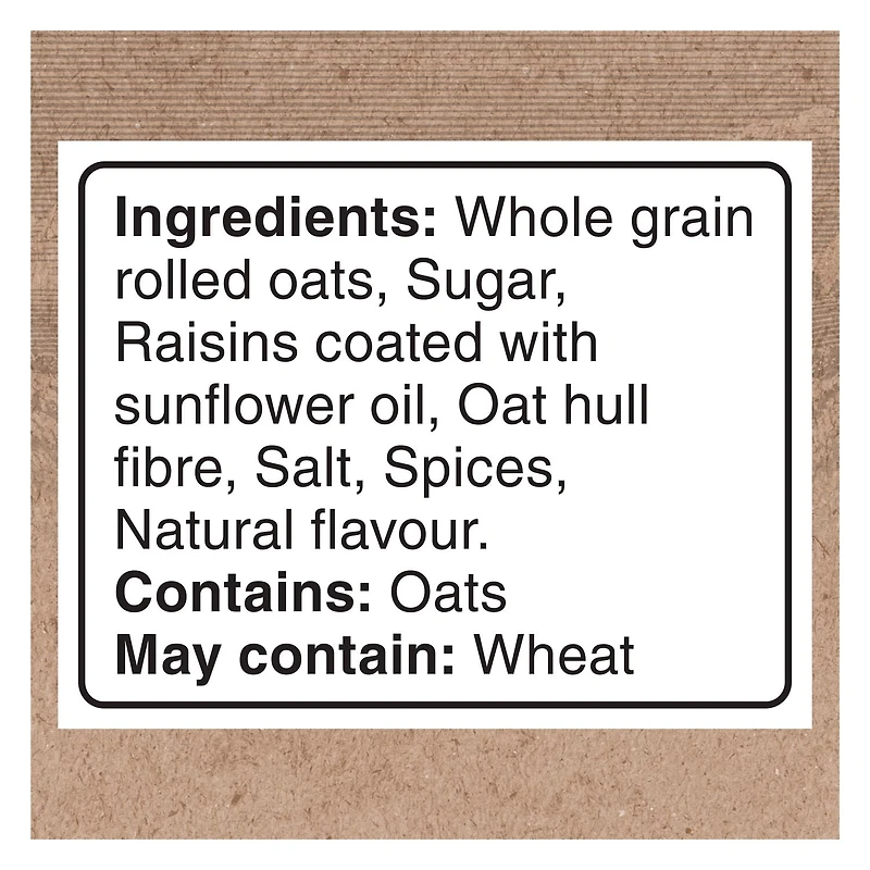 Quaker Gruau instantané Teneur élevée en fibres Raisins secs et épices 344 g.