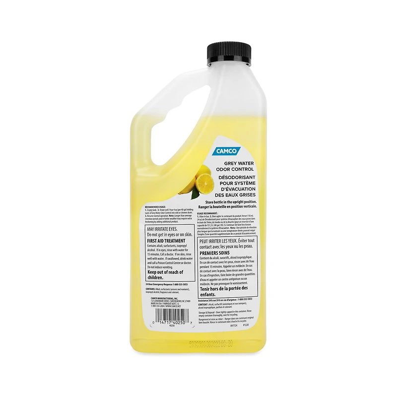 Camco TST RV Grey Water Odor Control – Fresh Lemon Scent, 32-Ounce Bottle (40250), Lemon Scent