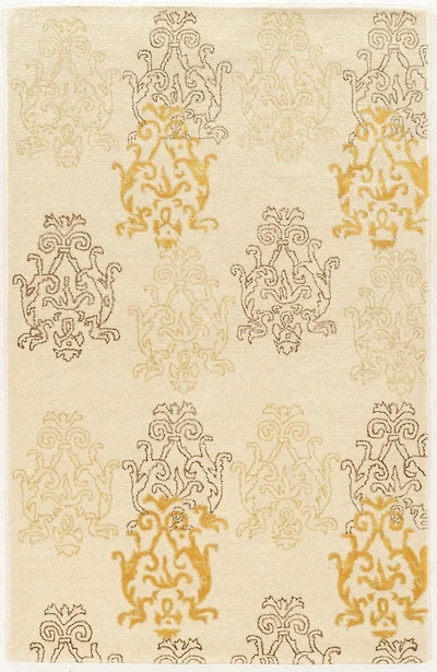 Tapis en Laine Aspire Damassé ivoire et or de 8 pi x 11 pi