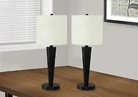 Monarch Specialties Lighting, Set Of 2, 24"h, Table Lamp, Usb Port Included, Black Metal, Ivory / Cream Shade, Contemporary