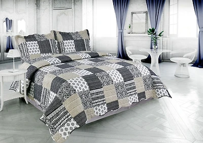 Marina Decoration Rich Printed Embossed Pinsonic Coverlet Bedspread Ultra Soft Bedding Summer Quilt Set with Shams, Navy Blue Plaid Pattern
