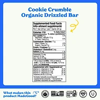 MadeGood Cookie Crumble Chocolate Drizzled Granola Bars 5pk, 5 x 24 g
