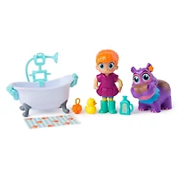 Vida la Véto, Coffret Bain moussant de Juno avec figurine de Vida, figurine de Juno qui change de couleur et accessoires médicaux, jouets pour filles et garçons à partir de 3 ans