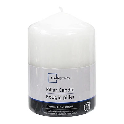 Mainstays 4" bougie pilier blanc, non parfumé 2.8"Dia x 4"H