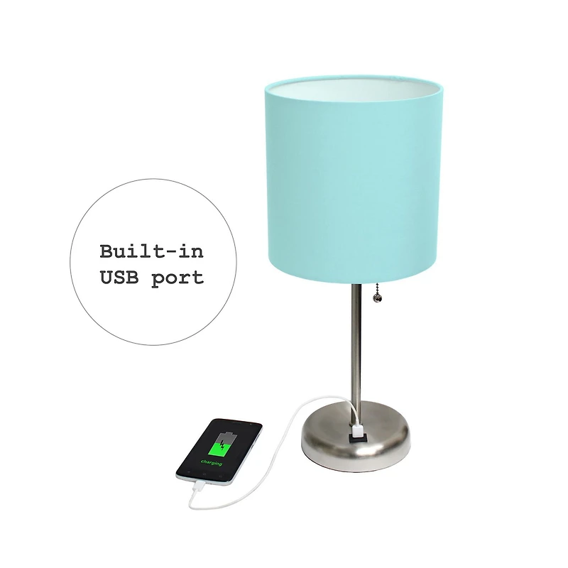 LimeLights Lampe bâton avec port de chargement USB et ensemble de 2 abat-jour en tissu
