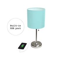 LimeLights Lampe bâton avec port de chargement USB et ensemble de 2 abat-jour en tissu