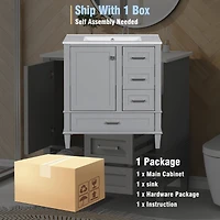 Homy Casa 30 in Modern Charcoal Grey Kitchen Sideboard with Ceramic Sink