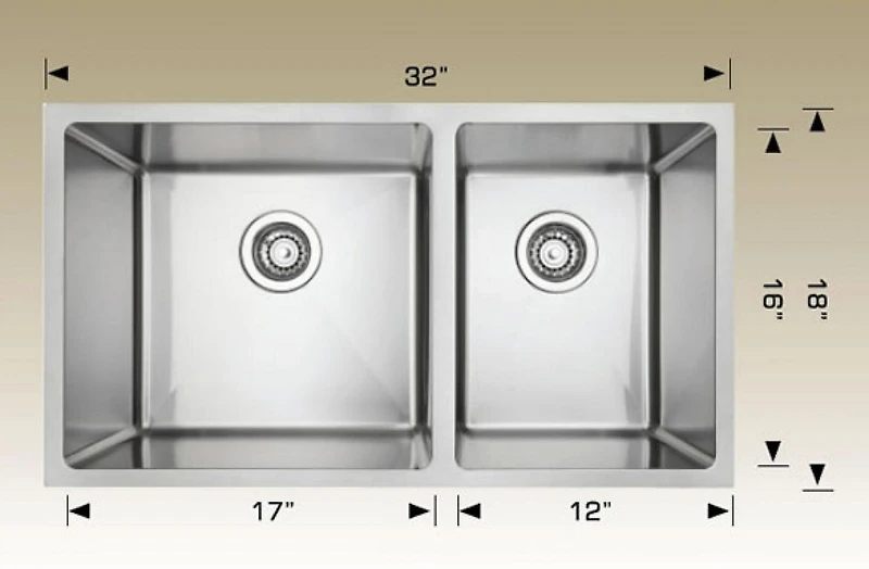 American Imaginations 32-in. W CSA Approved Stainless Steel Kitchen Sink With 2 Bowl And 18 Gauge