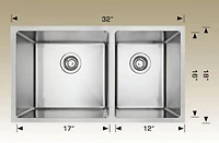 American Imaginations 32-in. W CSA Approved Stainless Steel Kitchen Sink With 2 Bowl And 18 Gauge