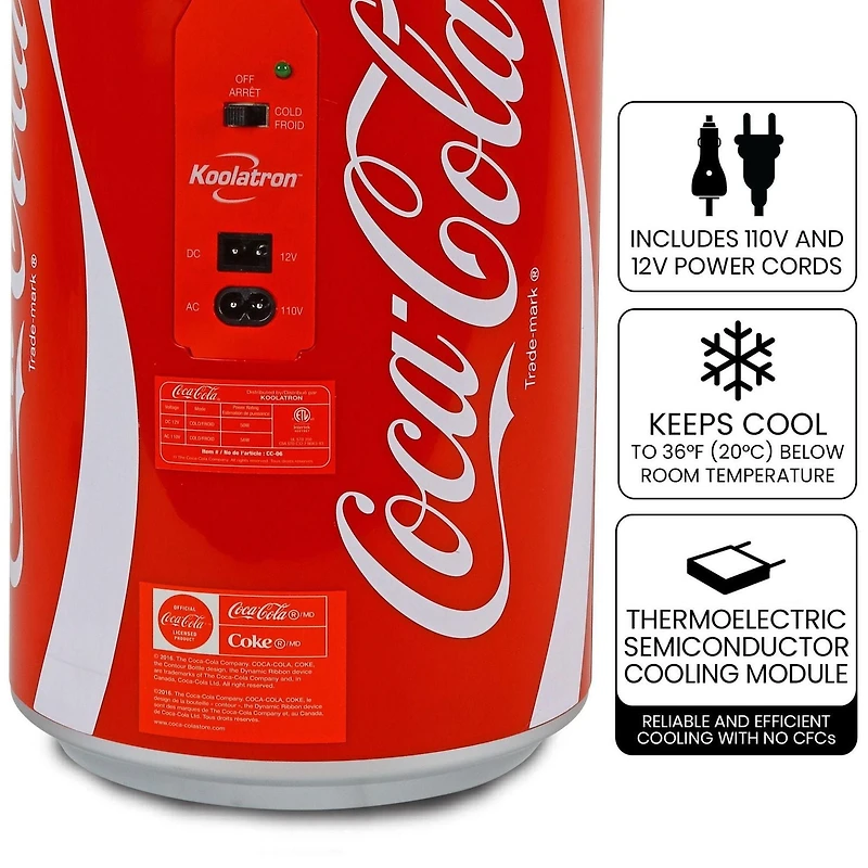 Coca-Cola Can Cooler, refroidisseur portable pour canettes, idéal pour la maison, le bureau et en déplacement
