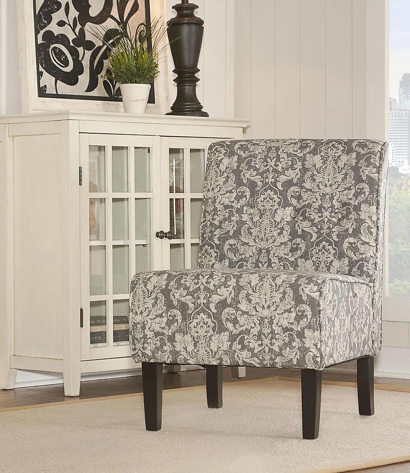 Chaise d'appoint en damassé gris Avondale