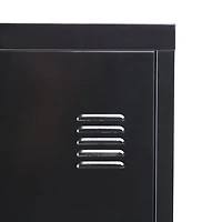 Homylin Home Storage Cabinet 3 Shelves 1 Door, Multipurpose Metal Locker Modern Large Space Cupboard - Black