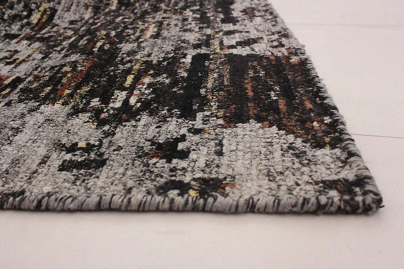 ECARPETGALLERY 5'5" x 7'9" Transitional Sari Silk Hand-knotted Area Rug for Living Room, Dining Room and Bedroom in Grey