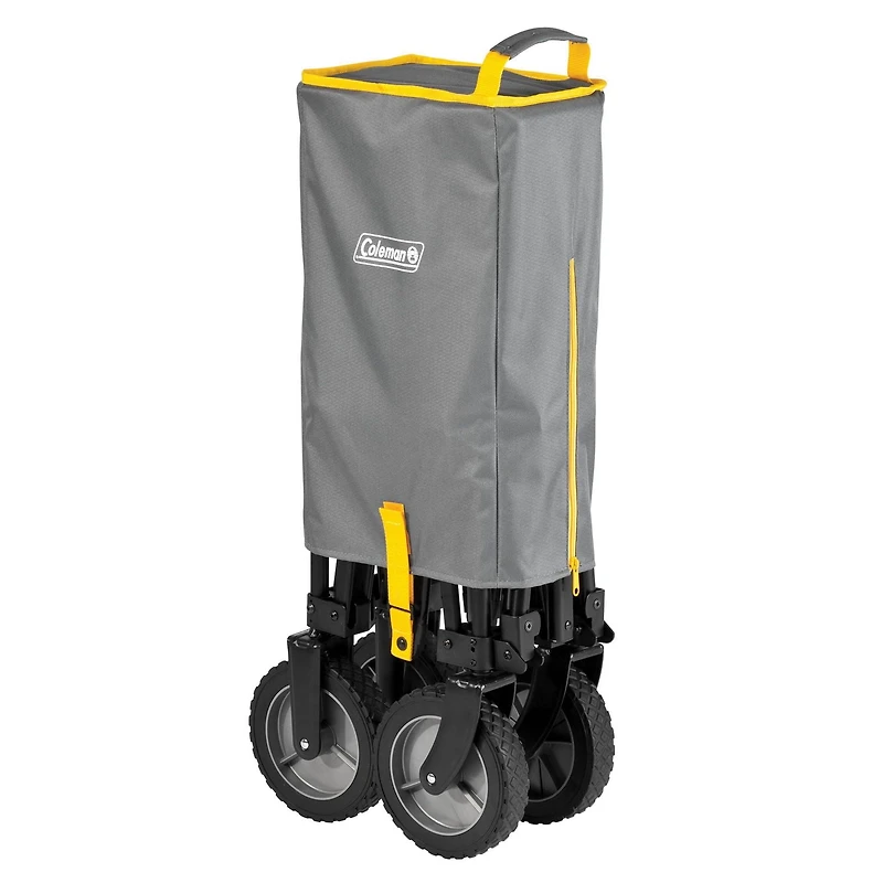 Coleman Camping Wagon, Heavy-Duty Collapsible Folding Wagon with Carry Bag, Grey with Yellow Accents, 5 cu. ft.
