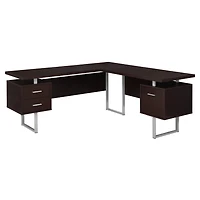 Monarch Specialties Bureau, Bureau À Domicile, Coin, Configuration Gauche, Droite, Tiroirs De Rangement, 70"l, Forme De L, Travail, Ordinateur Portable, Métal, Stratifié, Brun, Gris, Contemporain, Mod