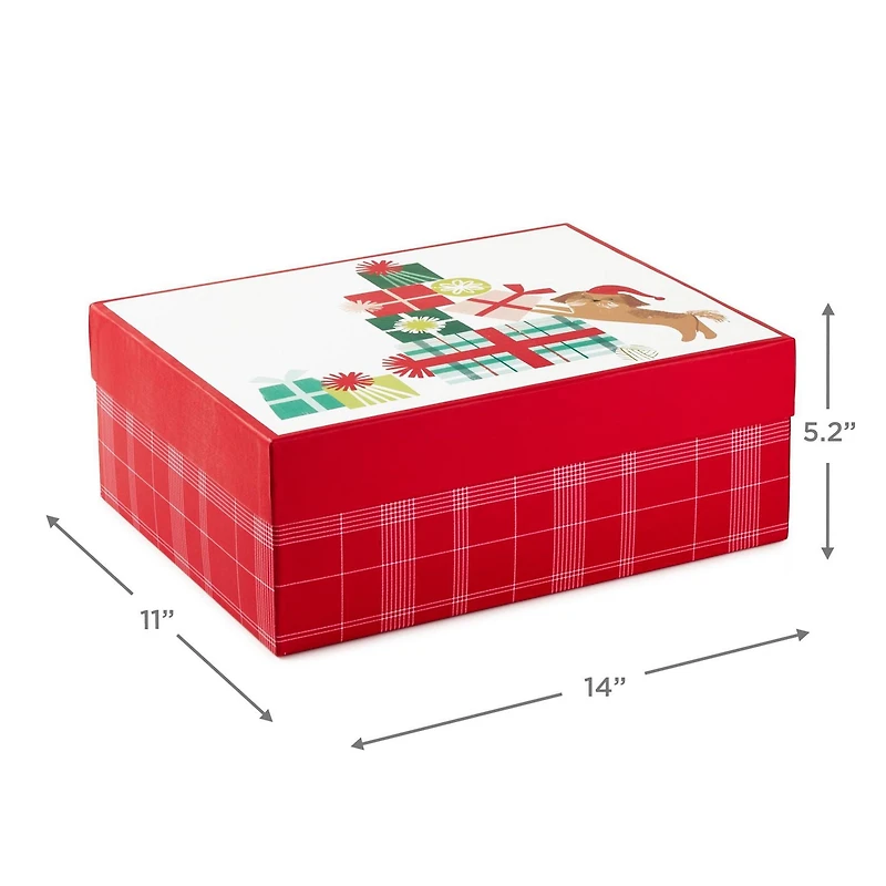 Grande boîte-cadeau de Noël avec couvercle – Hallmark (Chiot et cadeaux)