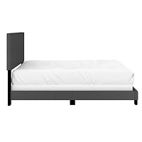 Grand lit moderne de 60 po revêtu de tissu, charbon