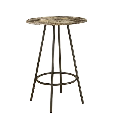 Monarch Specialties Home Bar, Bar Table, Bar Height, Pub, 30" Round, Small, Kitchen, Metal, Laminate, Brown Marble Look, Contemporary, Modern