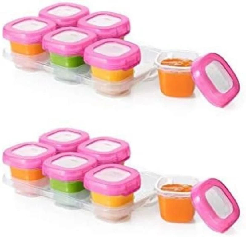 OXO Tot - Baby Blocks - Contenants de 60 ml - Portionner, Conserver, Congeler, Réchauffer, Servir - Hermétiques, Étanches, Antifuites - Micro-ondes, Congélateur, Lave-vaisselle - Sans BPA, Phtalates,