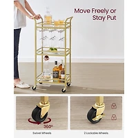 Boutique Home Tempered Glass Gold Bar Serving Cart