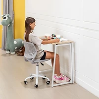 Homy Casa Boys' Girls' Swivel Study Chair with Pink Fabric Seat and Adjustable Height