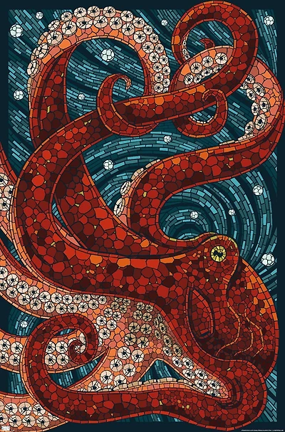 Presse à lanternes – Yachats, Oregon, mosaïque de poulpes
