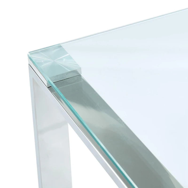 Contemporary Glass & Stainless Steel Desk in Silver