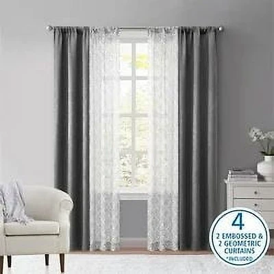 Ensemble de rideaux occultants métalliques Mainstays, vert sauge, 27,5" l x 84" L Ensemble de rideaux occultants métallisés