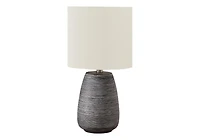 Monarch Specialties Lighting, 19"h, Table Lamp, Grey Ceramic, Ivory / Cream Shade, Contemporary