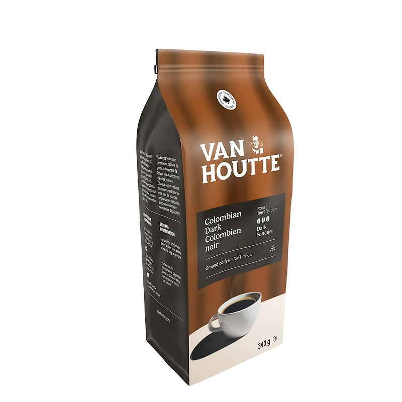 Café colombien foncé Van Houtte, torréfaction foncée, moulu