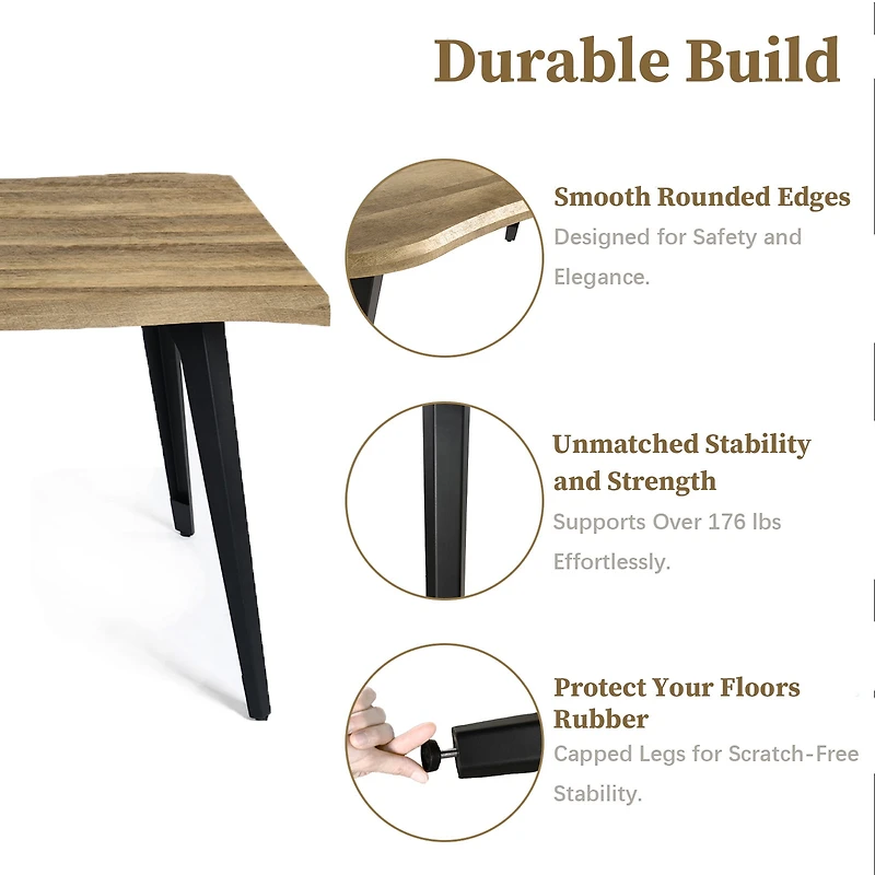 Homy Casa Computer Desk with Live Edge Perfect for Home Office PC Workspace, Walnut