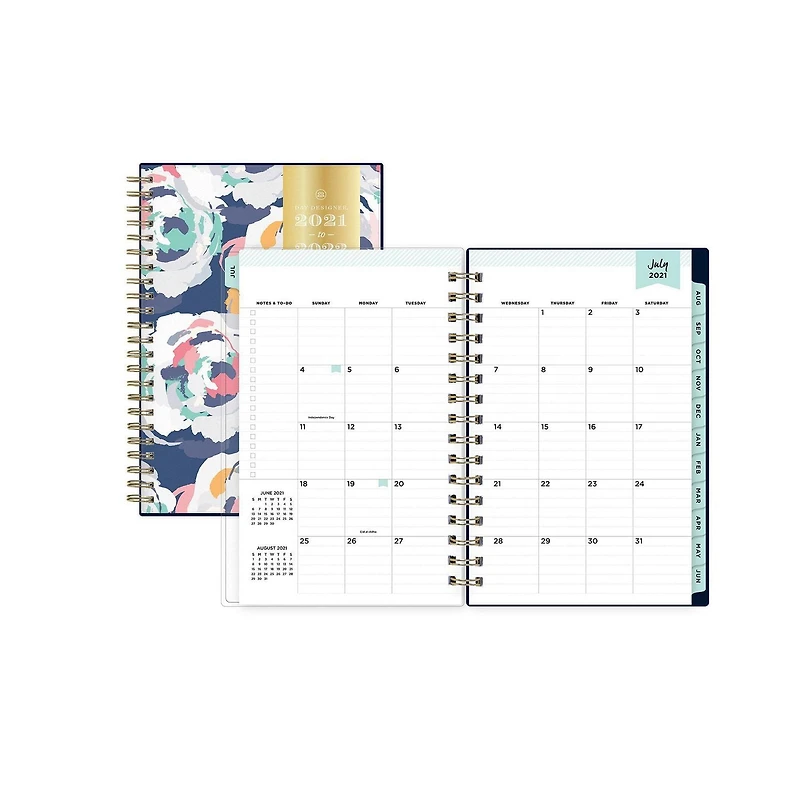 Agenda hebdomadaire/mensuel Day Designer Painterly Blossom, format moyen, année 2021-2022