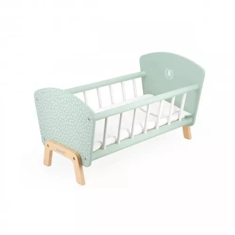Janod Lit en Bois Zen - Jouet de Simulation avec Oreiller et Couverture - Accessoire pour Poupée - 3 Ans et Plus