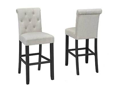 Brassex Inc Soho Tufted 29' bar Stool, Set of 2, Beige